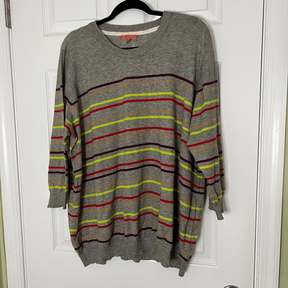 Modcloth Charter School Gray Striped Sweater